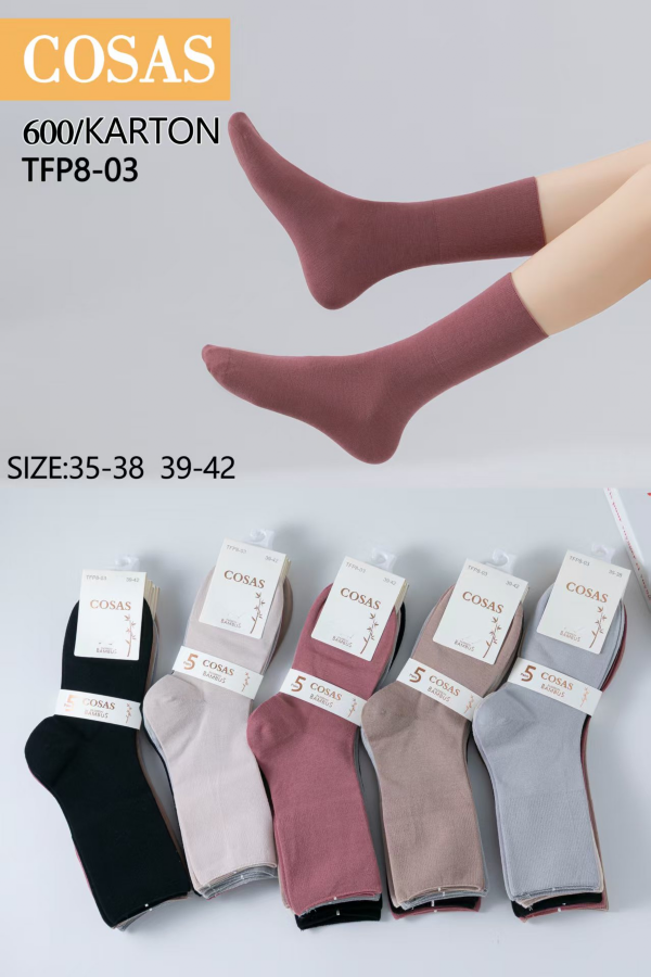 Skarpety damskie Roz 35-42, 1 kolor Paczka 40 szt